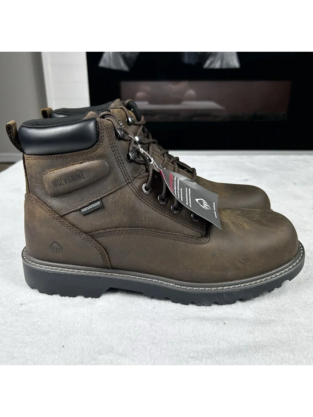 WOLVERINE Men’s Floorhand Waterproof Steel Toe Boots Size 8 Dark Brown New